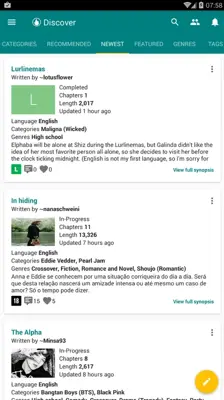 Spirit Fanfics android App screenshot 1